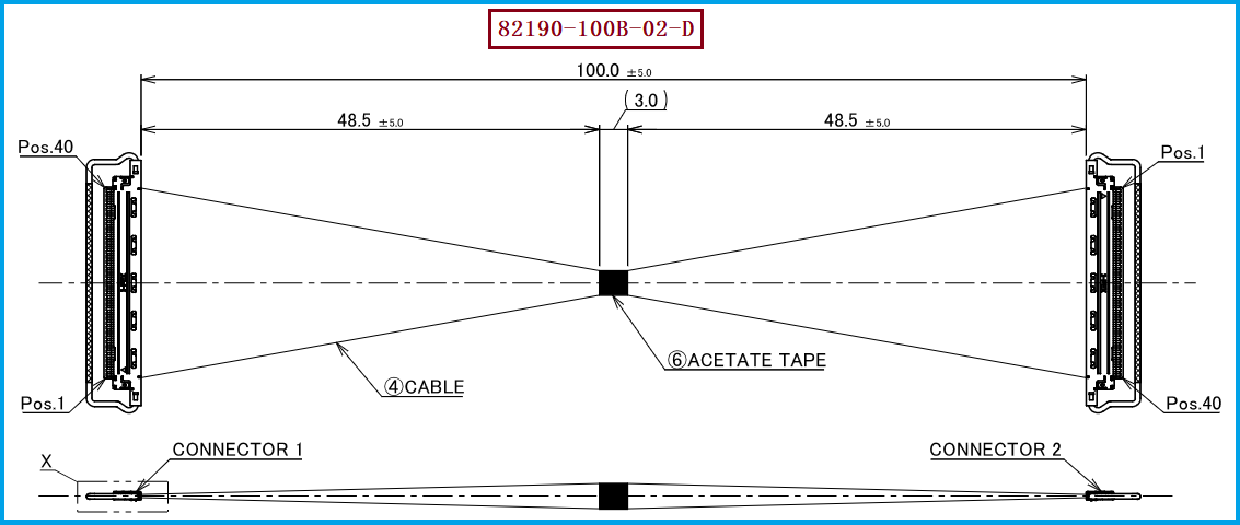 I-PEX 82190-100B-02-D极细同轴线束