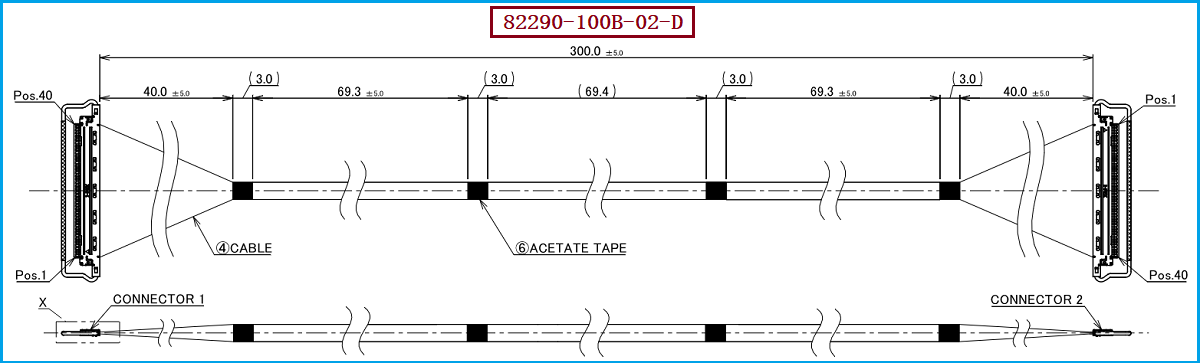 I-PEX 82290-100B-02-D极细同轴线束