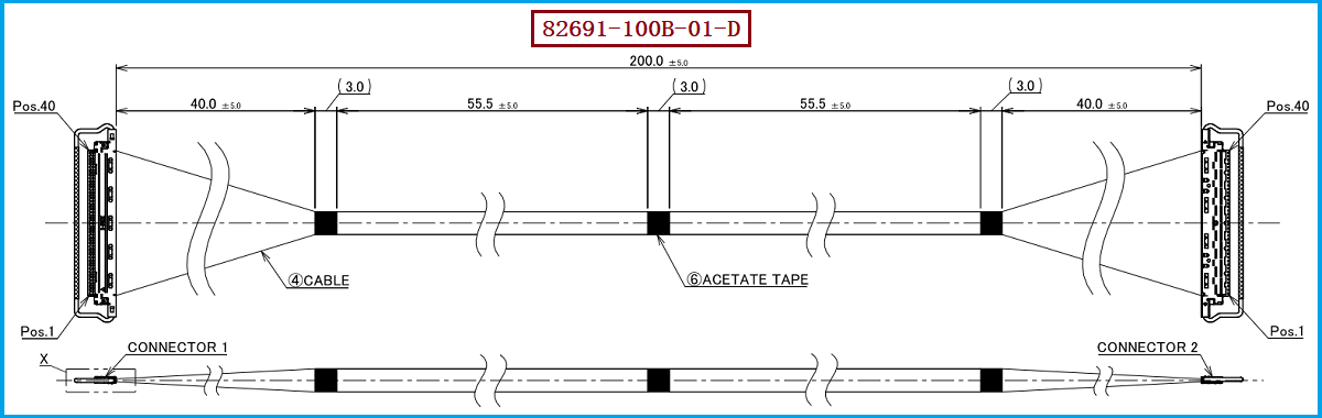 I-PEX 82691-100B-01-D极细同轴线束