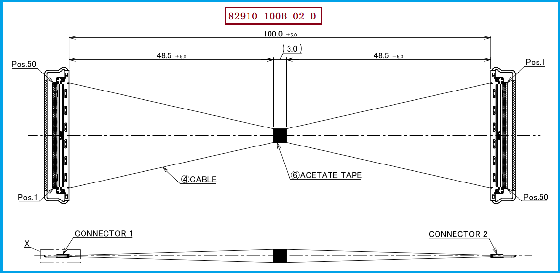 I-PEX 82910-100B-02-D极细同轴线束