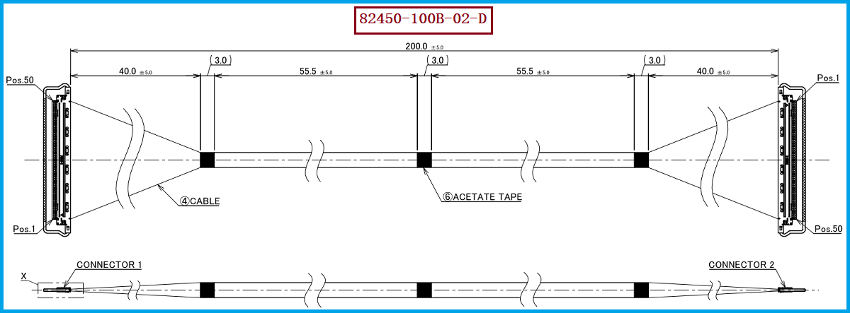 I-PEX 82450-100B-02-D极细同轴线束
