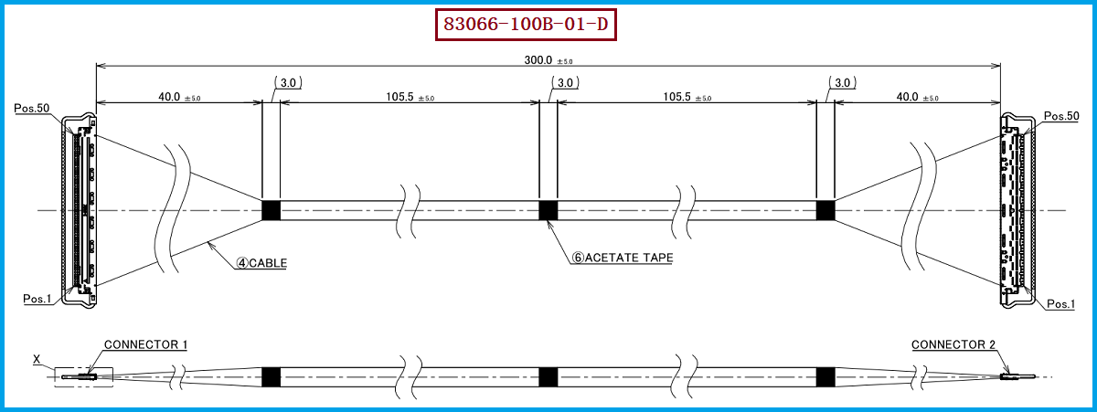 I-PEX 83066-100B-01-D极细同轴线束